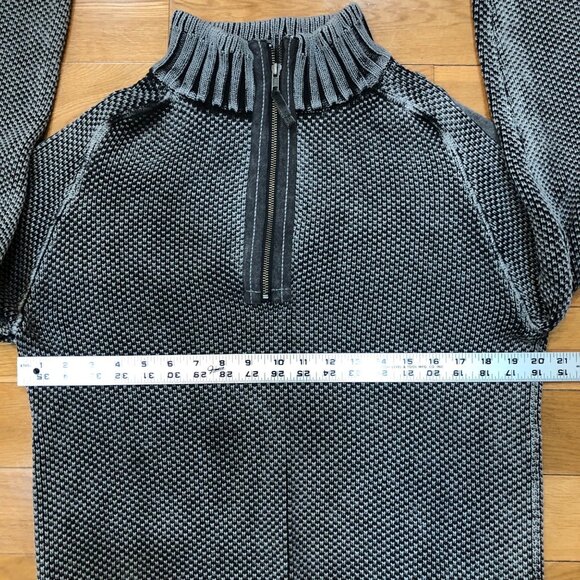 Carbon2Cobalt Black Washed 100% Cotton Half-Zip Textured Knit Sweater Size M - Picture 3 of 7